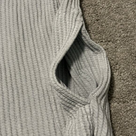 Soft Surroundings Large Hoodie Sweater Cotton Full Zip Pockets Walffle Knit Gray - Picture 5 of 7